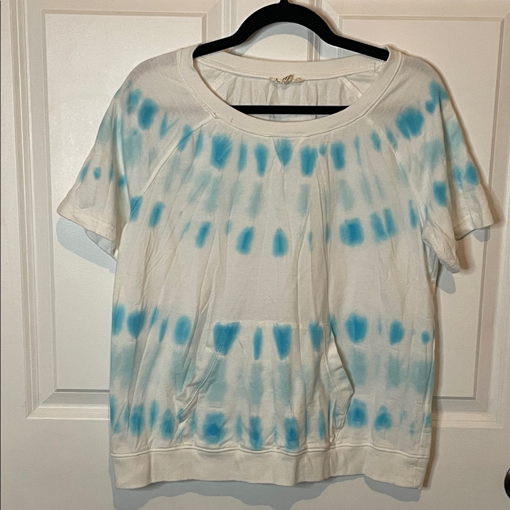 Jane and Delancey White and Blue Tie-Dye Short Sleeve Top Women’s Medium